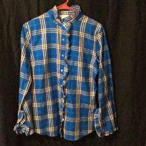 Blue and Brown Plaid Button Down Size L